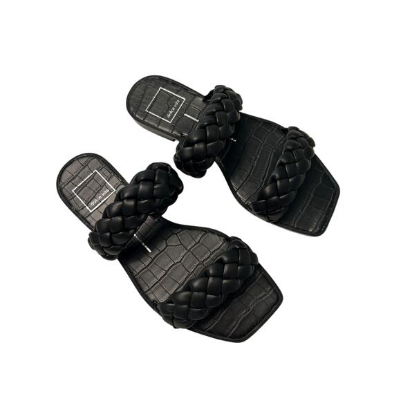 Dolce Vita Shoes - NEW Dolce Vita Indy Braid Straps Square Toe Croc-Embossed Footbed Black Sandal-6